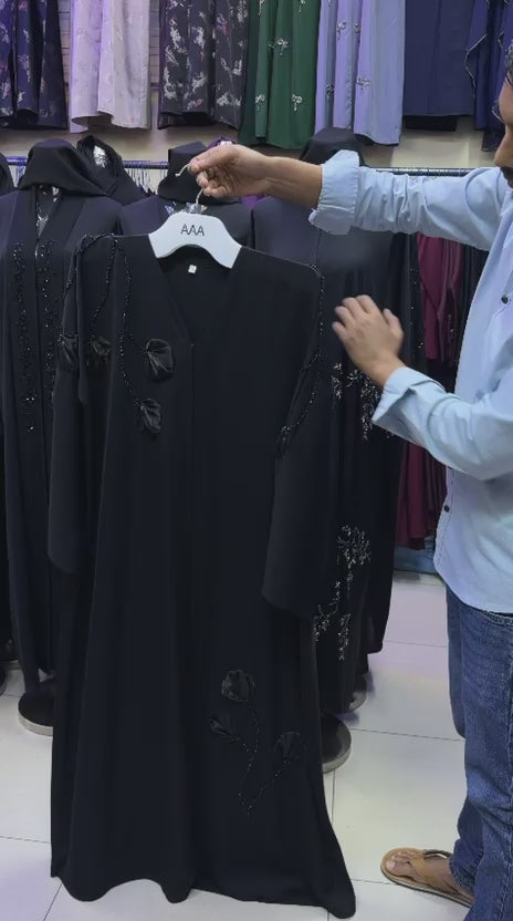 Women's Rhinestone Embroidered Emirati Abaya | عباية إماراتية مطرزة بالكريستال